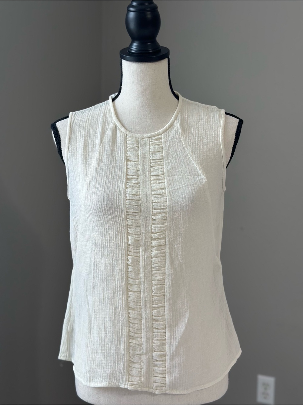 Cottagecore Cream Sheer Mesh Ruffle-Front Sleeveless Camisole